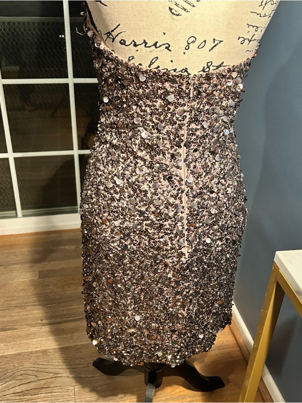 SCALA Strapless Silk Hand-Beaded Sequined Dress - Picture 8 of 15